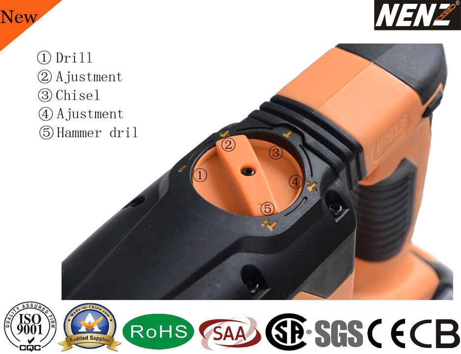 120/230V Electric Rotary Hammer with Dust Collection for Drilling (NZ30-01)